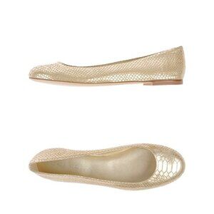 Casadei Italy Metallic Gold Beige Snake Embossed Leather Ballet Flats Shoes 6 M